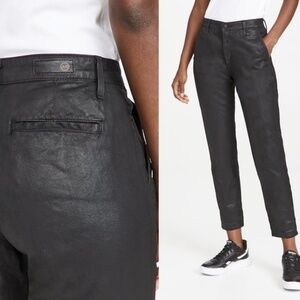 Anthropologie x AG Denim Jeans Leatherette The Caden tailored Trousers Black 29R